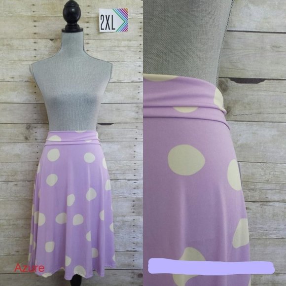 LuLaRoe Azure Skirt (or top) 2XL - Large White Circles on Lilac - Picture 1 of 1